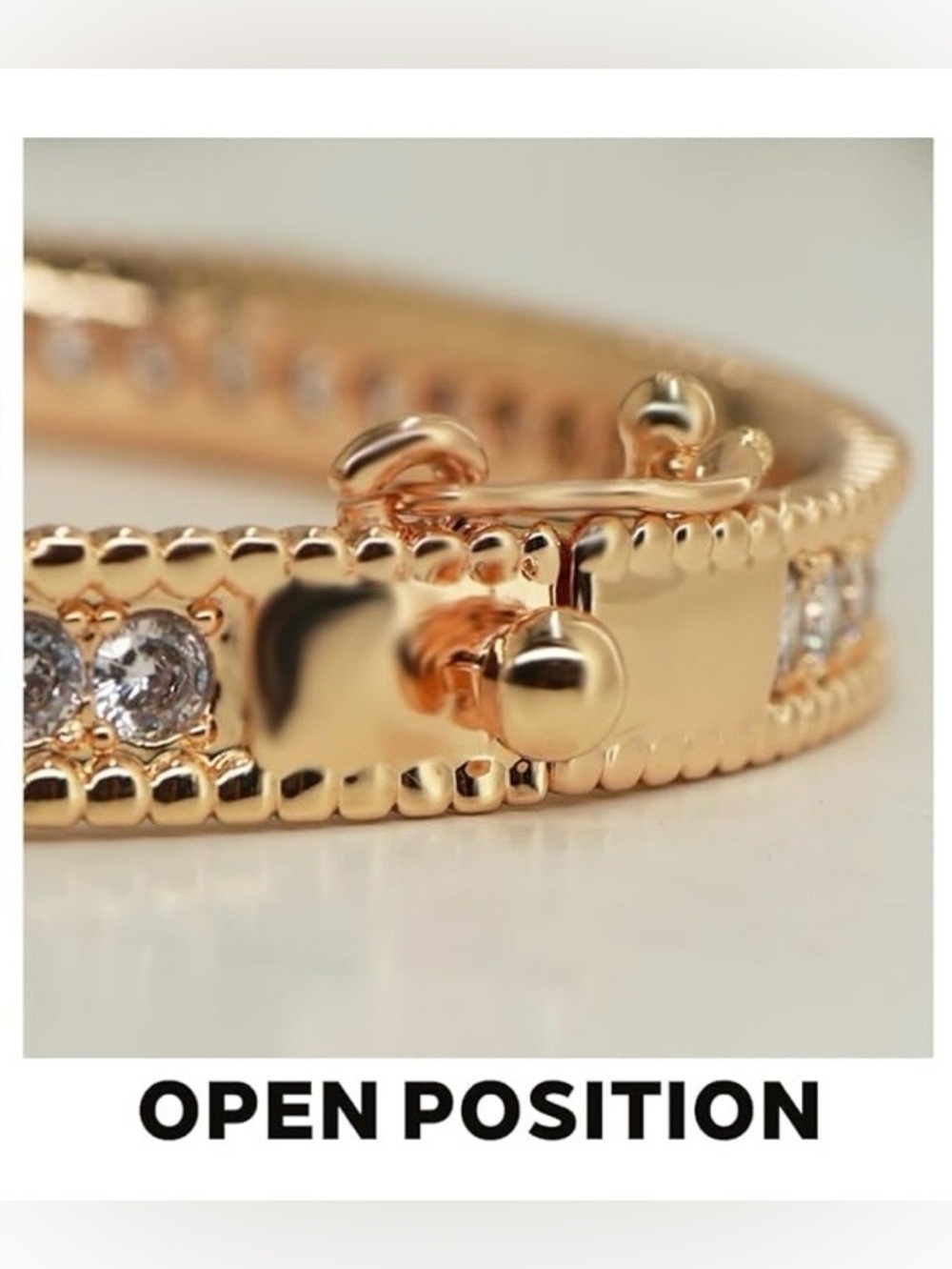 Anthropologie Gold Crystal Bangle Bracelet - Picture 6 of 6